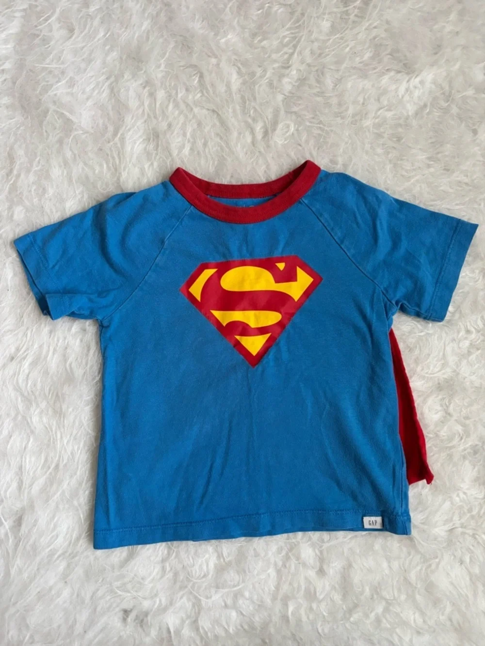 GAP Cool Blue Toddler Tee with Superman Logo & Detachable Cape